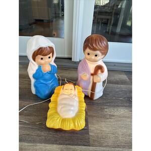 Empire Blow Mold Child Nativity 3pc Set Christmas Joseph Mary and Jesus